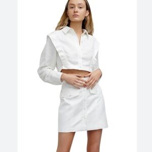 NWOT Significant Other Ophelia White Linen Long Sleeve Cut Out Mini Dress